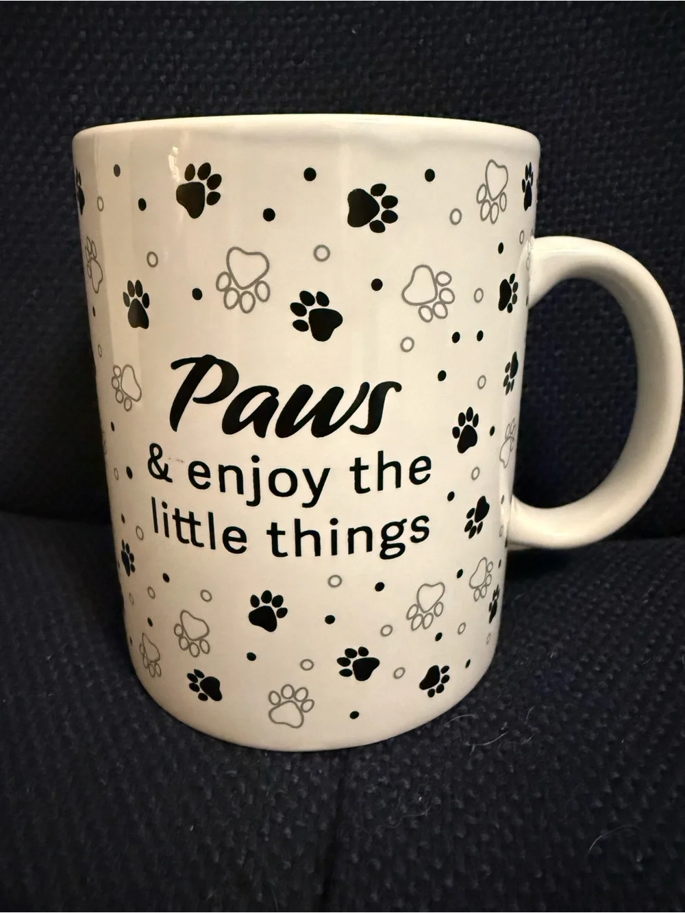 Paws & Enjoy the Little Things White Ceramic Coffee Mug